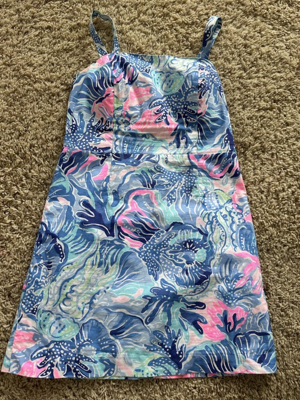 Lilly Pulitzer Kid's Girls Blue Pink Vivica Sleeveless Dress Size 14 Youth